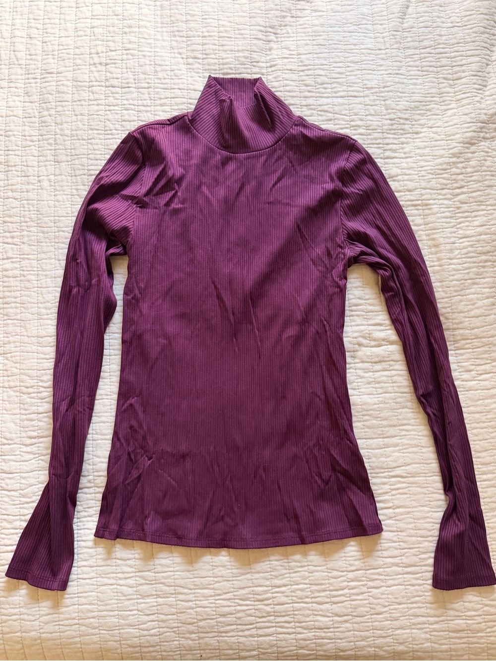Seven7 Plum Ribbed Long-Sleeve Turtleneck